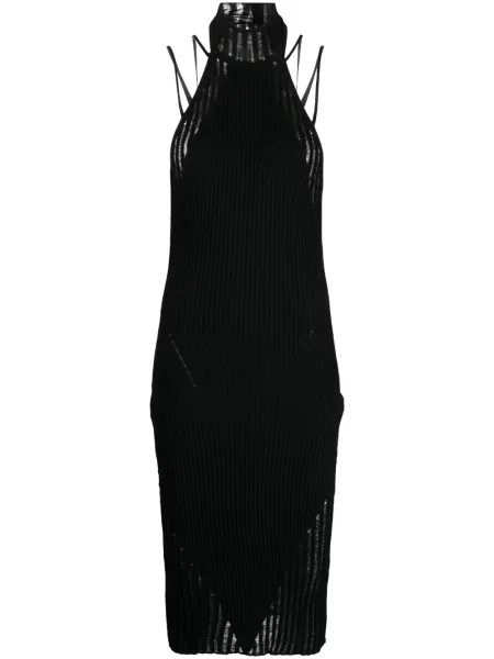 Rochie midi Andreadamo tricotate până la genunchi cu gât halter negru