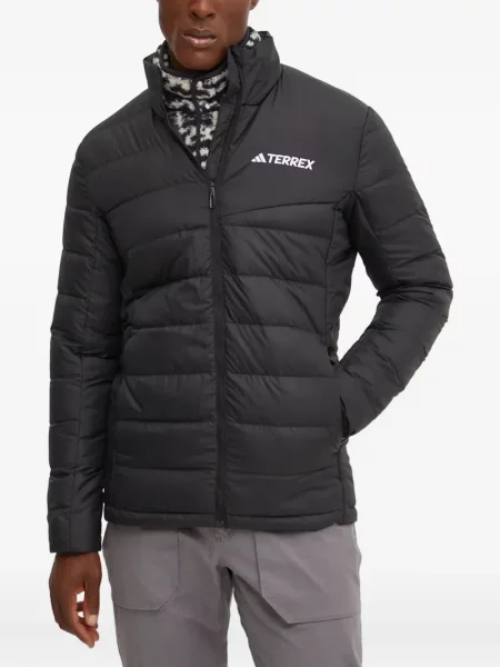 Пухен елец Adidas на райета с качулка бяло