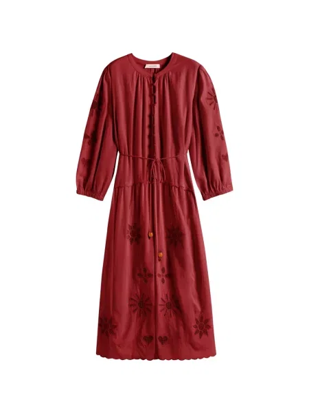 Rochie midi Chinti & Parker cu broderie roșu