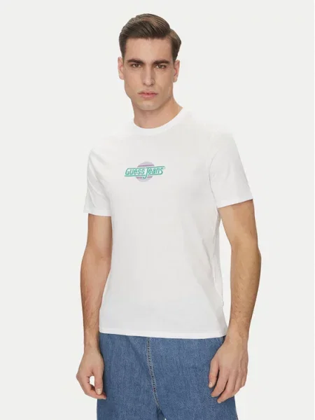 Guess Jeans t-shirt z aplikacją biały