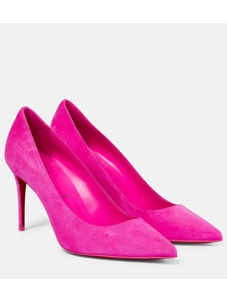 Pantofi cu toc Christian Louboutin din piele de căprioară roz