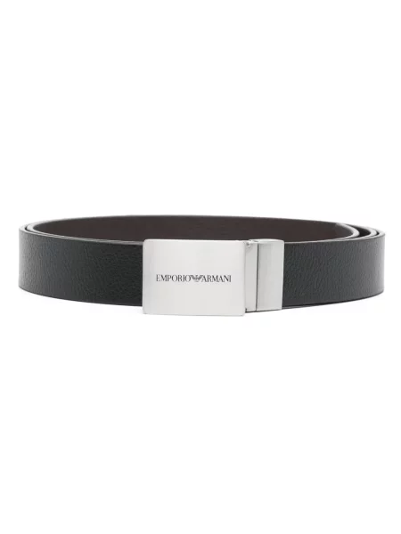 Curea Emporio Armani din piele reversibilă cu autograf negru