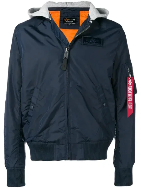 Geacă bomber Alpha Industries cu glugă albastru