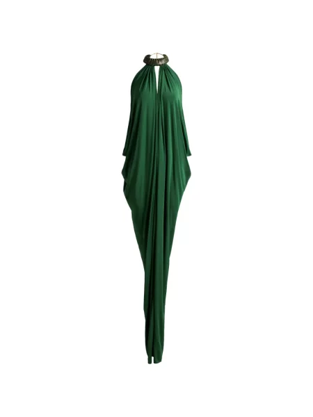 Rochie maxi Silvia Tcherassi drapată cu gât halter verde