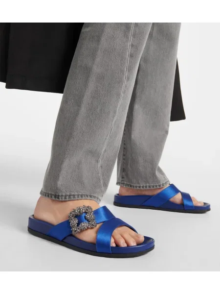 Sandale Manolo Blahnik din satin albastru