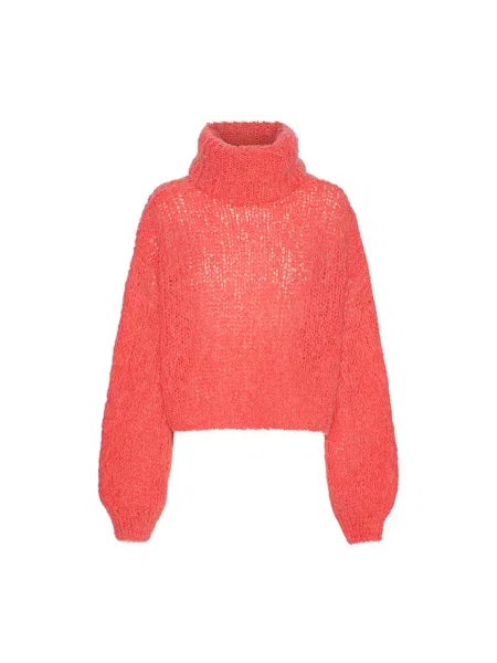 Sweter z golfem Americandreams wełniany czerwony