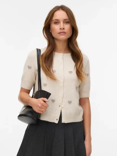 VERO MODA Geacă tricotată VMDOFFY / crem bej