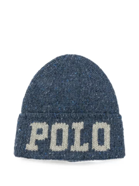Căciulă Polo Ralph Lauren tricotate chunky în carouri gri