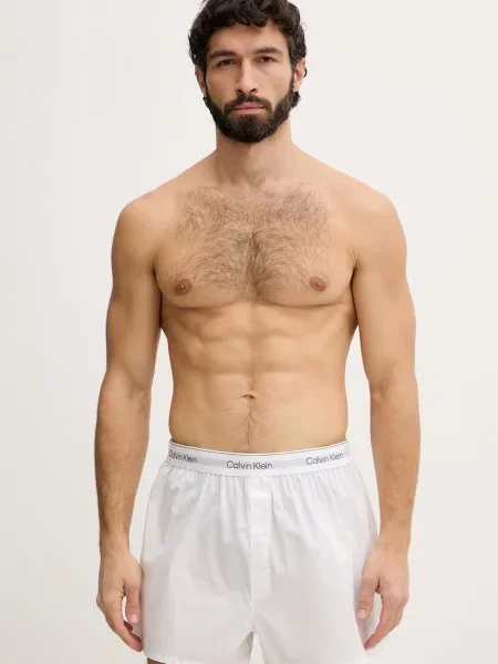 Calvin Klein Underwear voľné boxerky pánske s elastanom biela