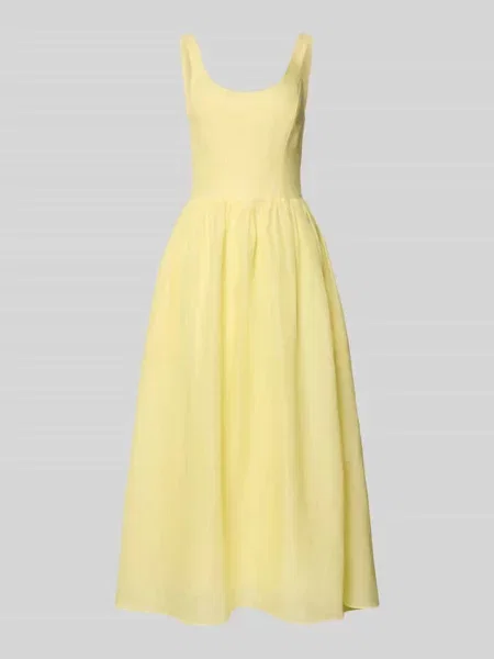 Sukienka midi z ramii model LAWRENCE SCOOP' Bardot żółta