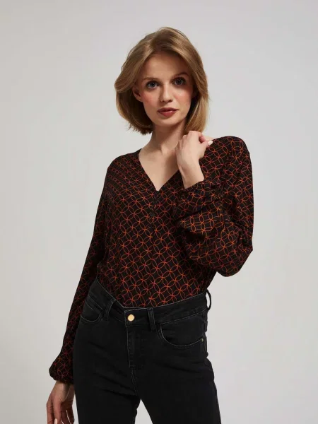 Bluză Marisse cu imprimeu geometric negru