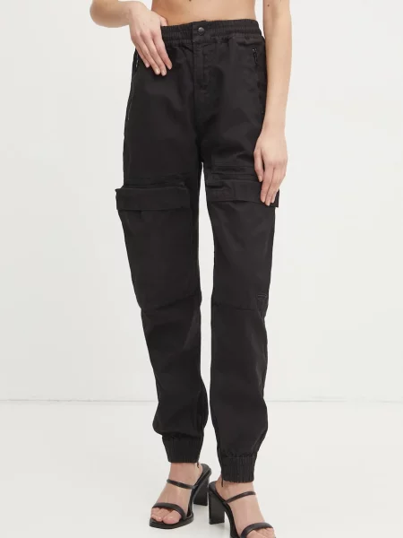Diesel pantaloni de TROUSERS fason cargo high waist negru