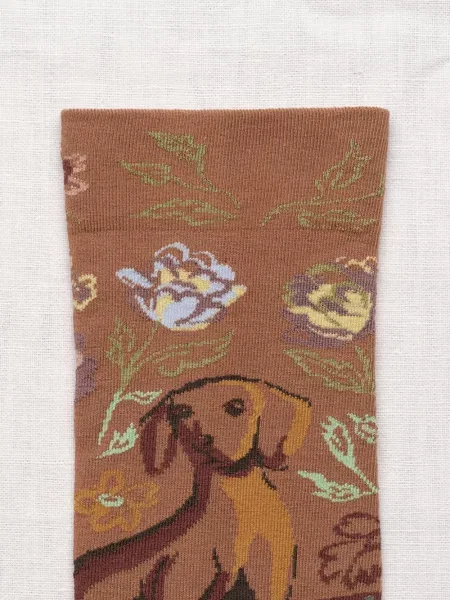 Șosete Bonne Maison cu model floral cu imagine maro
