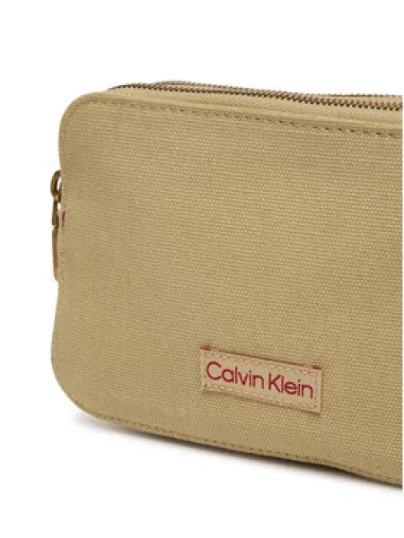 Calvin Klein Torbica Webbing Strap Canvas Camera Bag bež