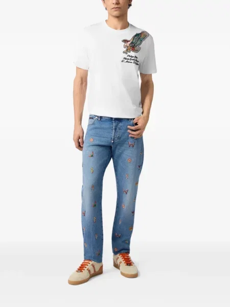 Tricou Philipp Plein cu broderie alb