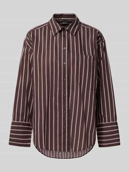 Bluzka koszulowa o kroju oversized z brustaszą Gina Tricot