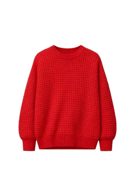 GOBI Cashmere Pulover Women's Wide-Shoulder Crewneck Cashmere Sweater roși aprins