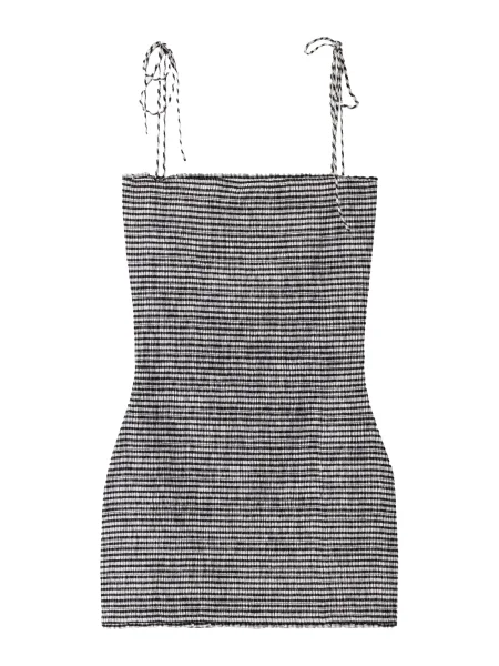 Bershka Rochie de vară gri deschis / negru / natural alb