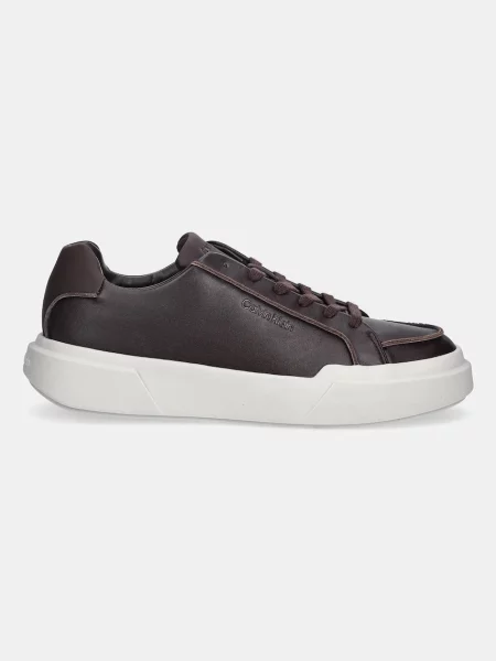 Usnjene superge Calvin Klein CHUNKY CUPSOLE LACE UP LTH PINCH rjava