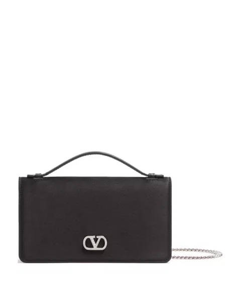 Colier Valentino Garavani din satin cu autograf negru