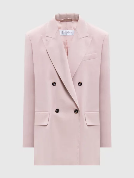 Двобортний жакет OMBROSA з вовни та шовку Max Mara рожевий