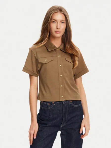 Tommy Hilfiger Marškiniai Gold Button Ruda auksinė