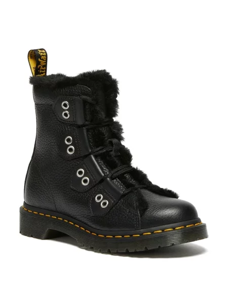 Кожаные утепленные ботинки Dr. Martens на платформе черные