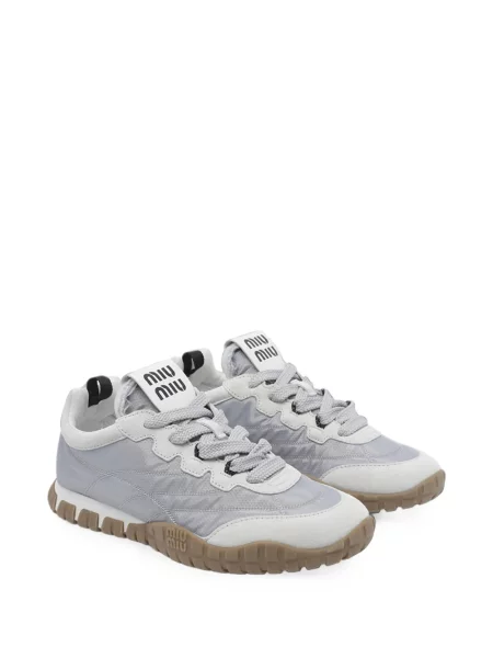 Sneakerși Miu Miu din piele de căprioară gri