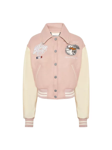 Kurtka bomber Philipp Plein wełniany różowy