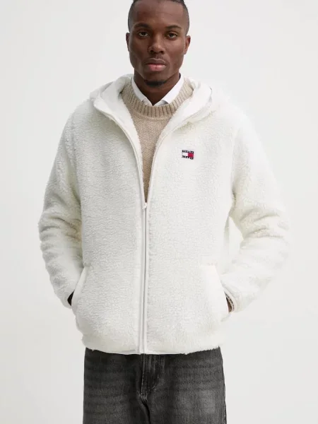 Dukserica od flisa Tommy Jeans crna bijela