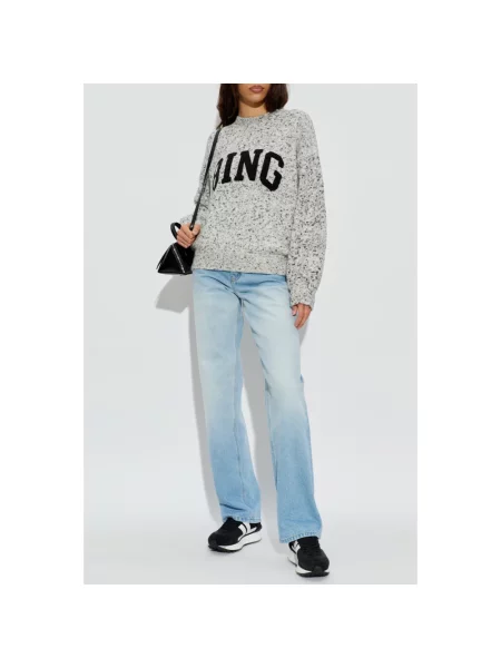 Sweter Anine Bing z logo szary