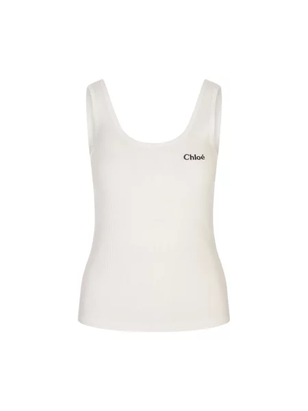 Top Chloe na ramiączkach z logo biały