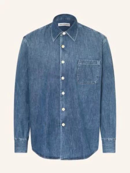 Our Legacy Džínová Košile Above Comfort Fit tmavě modrá