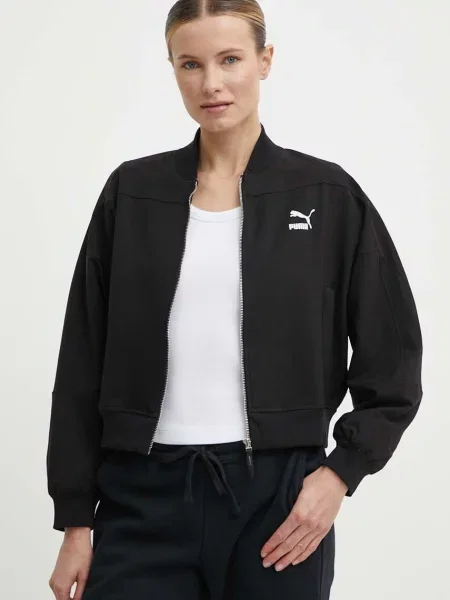 Яке бомбър Puma Classics Shiny Bomber преходен модел черно