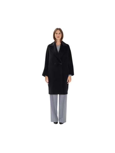 Płaszcz Max Mara Studio wełniany dwurzędowy czarny