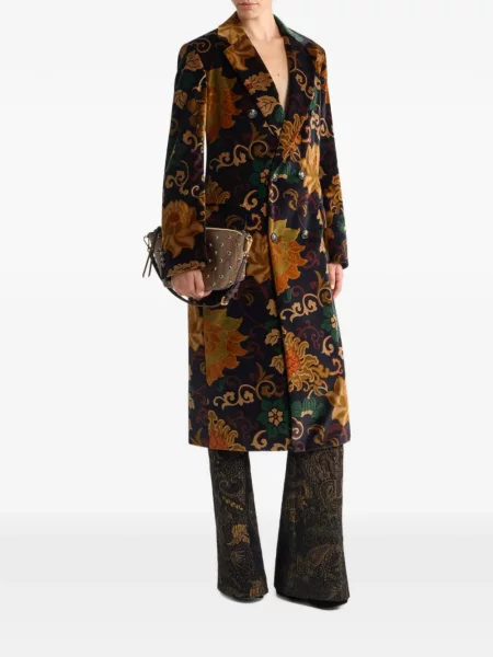 Palton Etro de catifea cu model floral cu imagine negru