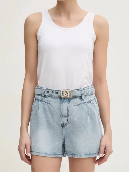 Gaudi pantaloni scurți femei uni high waist albastru