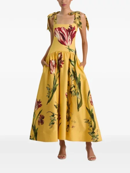Rochie maxi Alice + Olivia cu imagine cu legături galben