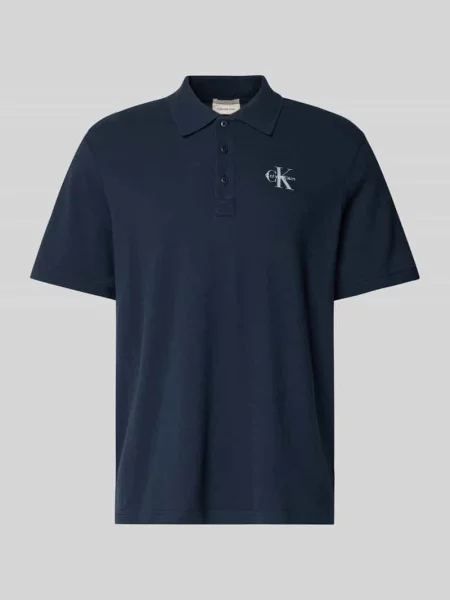 Koszulka polo o kroju easy fit z kołnierzykiem Calvin Klein Jeans niebieska