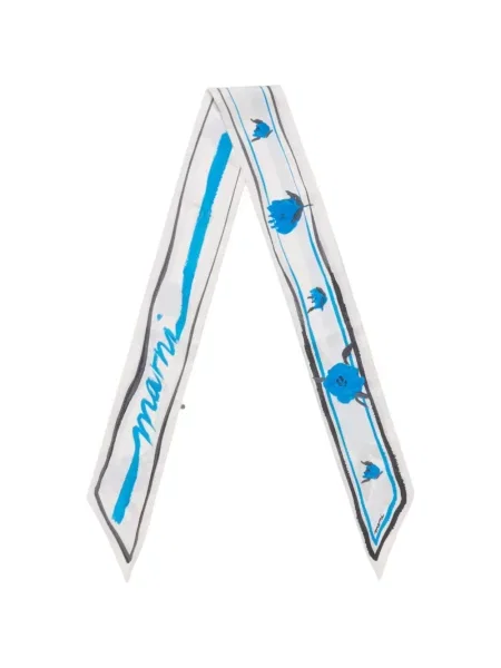 Sutien bandeau Marni de mătase cu dungi alb