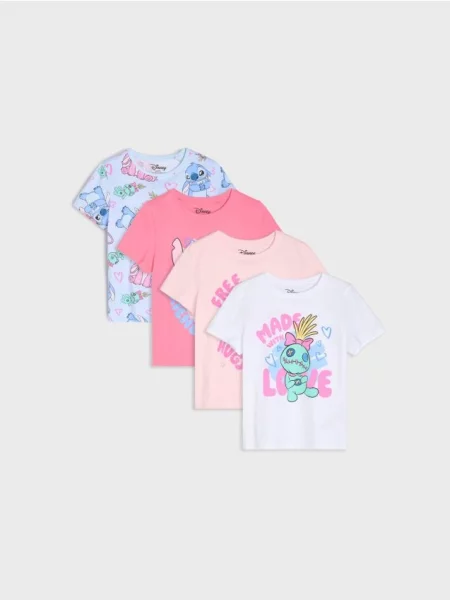 Sinsay trička s potiskem 4 pack Lilo & Stitch vícebarevná