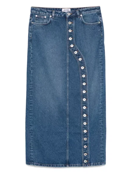 Fustă din denim Jean Paul Gaultier până la genunchi albastru