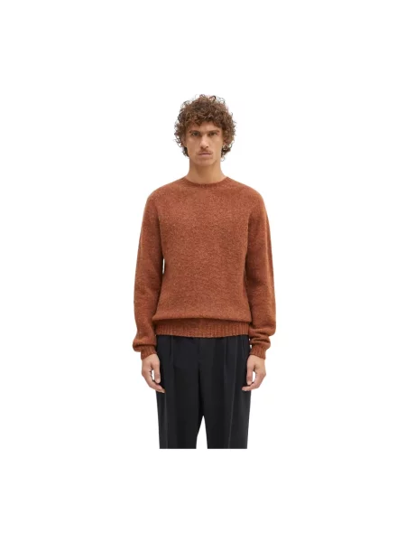 Norse Projects sweter wełniany Birnir Brushed Lambswool brązowy