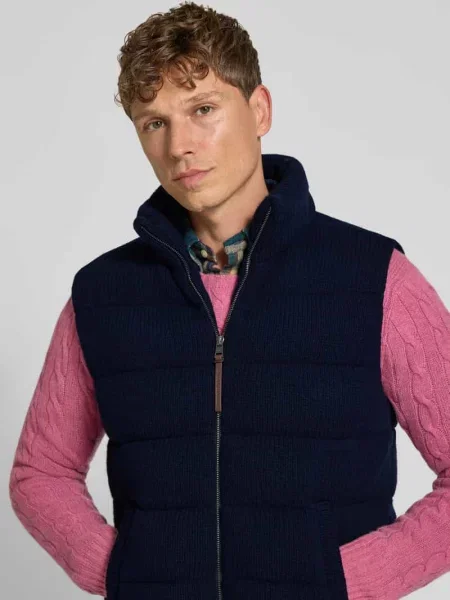 Kamizelka o kroju regular fit z czystej wełny ze stójką Polo Ralph Lauren granatowa