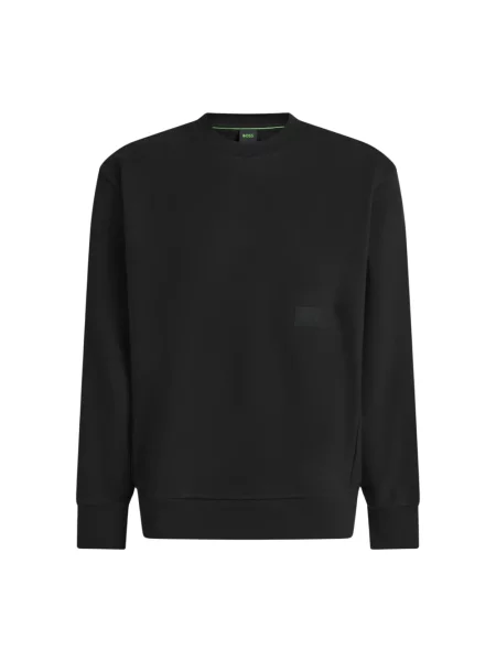 BOSS Green bluza z bawełną SW_Crewneck czarna