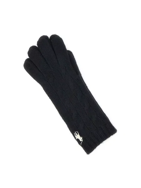 Rękawiczki wełniane z wyhaftowanym logo Polo Ralph Lauren czarne