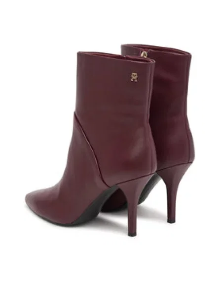 Čizme Tommy Hilfiger High Heel Clean Ankle Boot Tamnocrvena