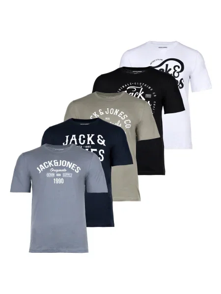 JACK & JONES Póló kék / szürke / zöld / fekete fehér