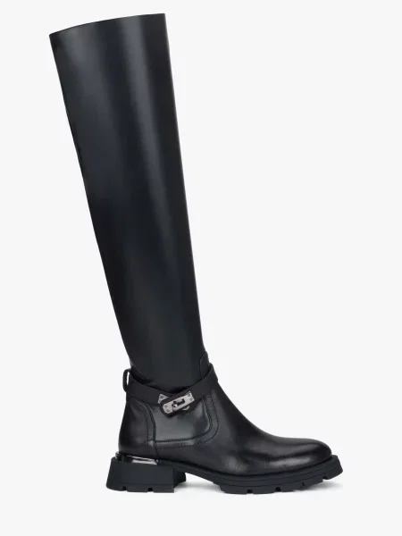 Шкіряні Ботфорти Estro чорний