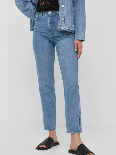 Blugi Gestuz cu talie înaltă albastru